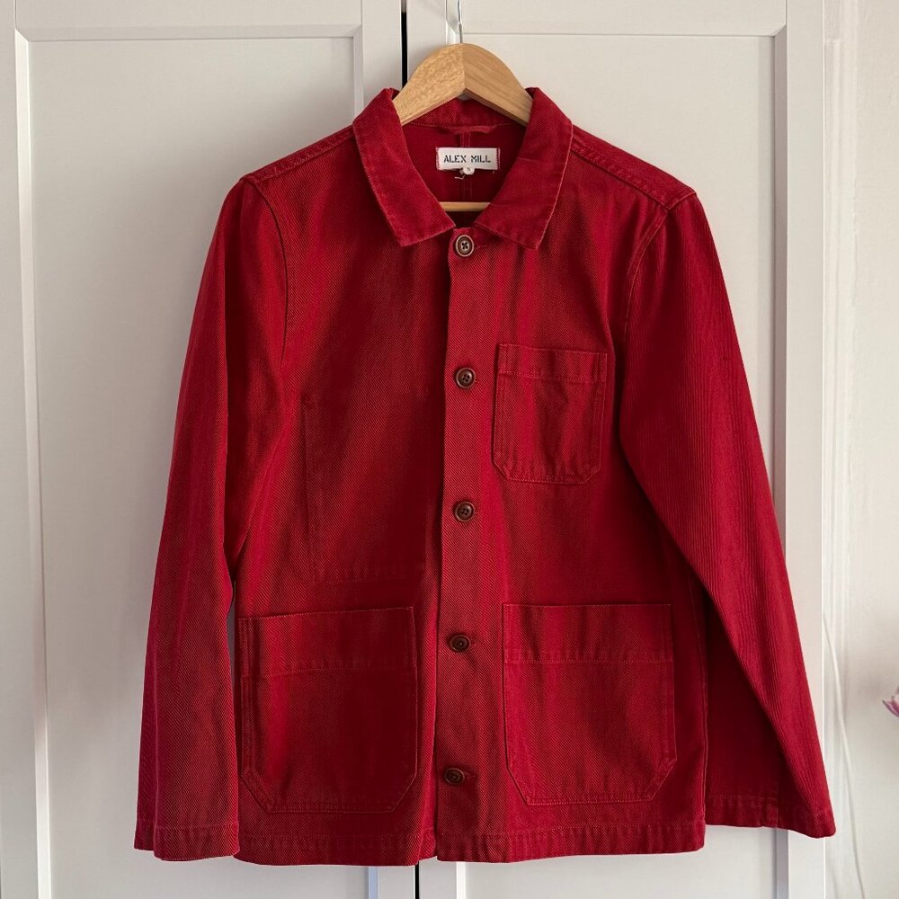 Alex Mill Britt Work Jacket in Red - Size S (recycled denim)